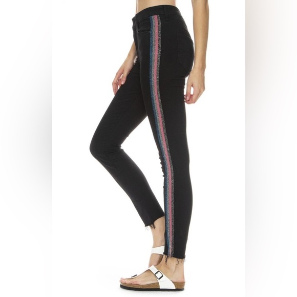 MOTHER “the looker ankle fray” in guilty glitter racer Stripe Size 28 - Picture 8 of 9